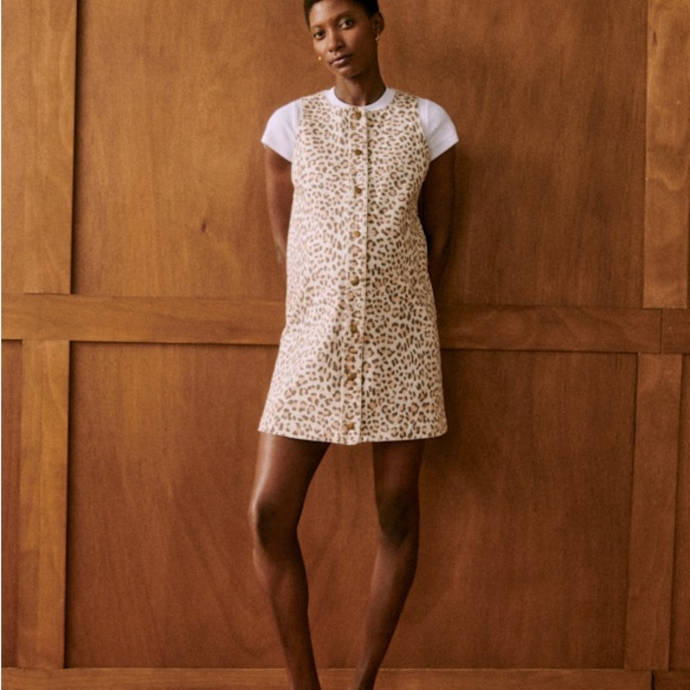 Sezane Leopard Print Midi Dress